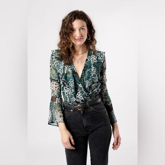 Band Of The Free BONNIE EMERALD FLORAL LONG SLEEVE BODYSUIT - Picture 2 of 5